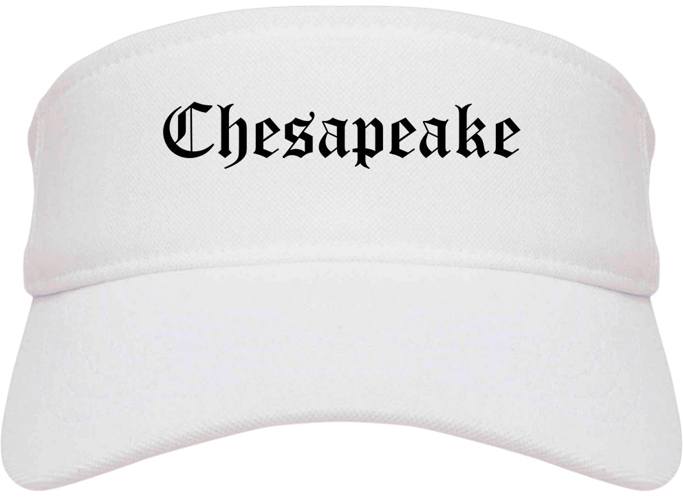 Chesapeake Virginia VA Old English Mens Visor Cap Hat White