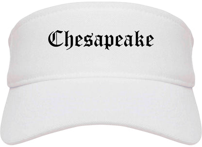 Chesapeake Virginia VA Old English Mens Visor Cap Hat White