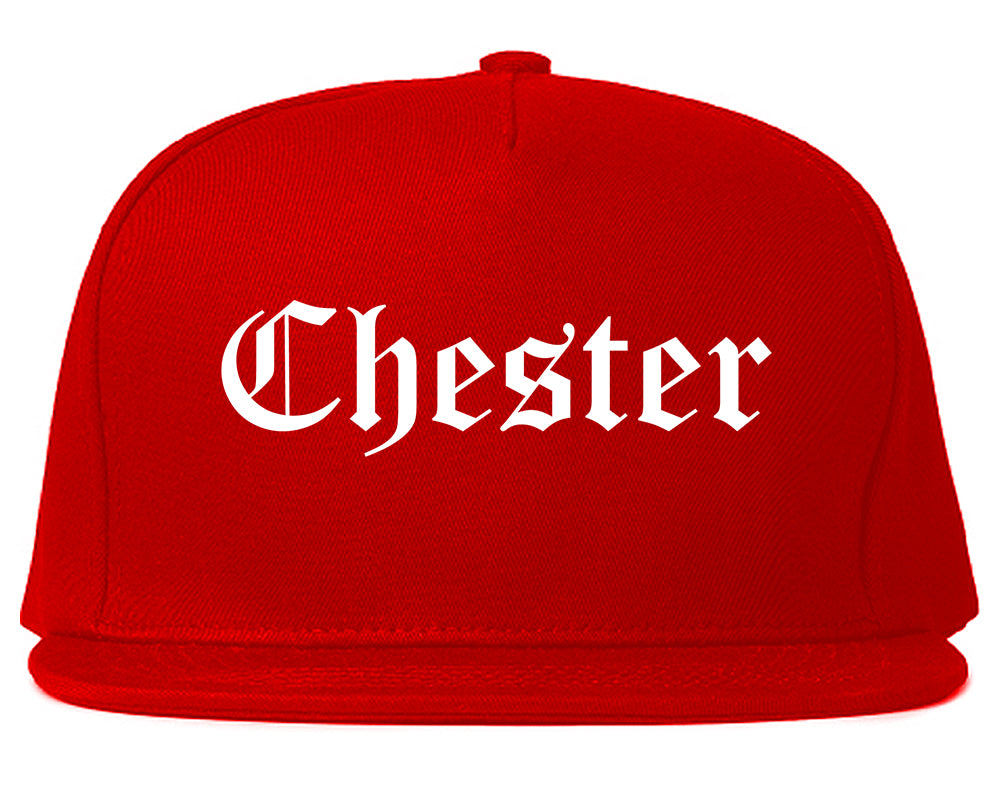 Chester Illinois IL Old English Mens Snapback Hat Red