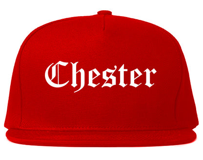 Chester Illinois IL Old English Mens Snapback Hat Red