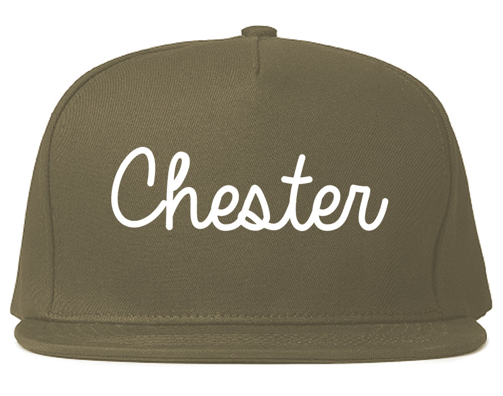 Chester Illinois IL Script Mens Snapback Hat Grey