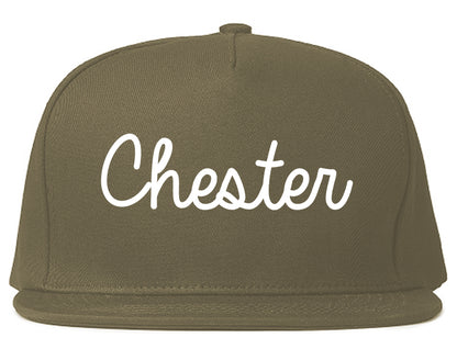 Chester Illinois IL Script Mens Snapback Hat Grey