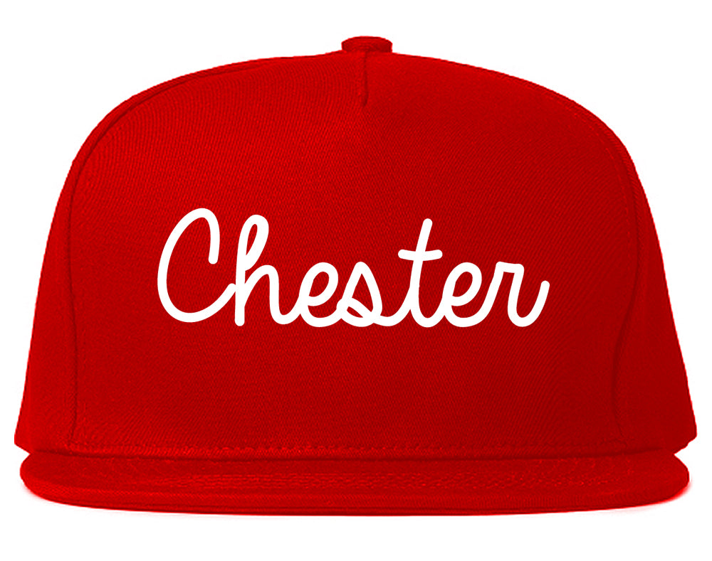 Chester Illinois IL Script Mens Snapback Hat Red