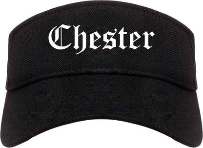Chester Illinois IL Old English Mens Visor Cap Hat Black