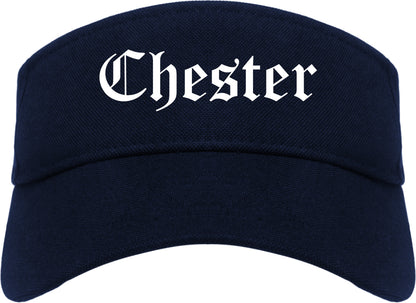 Chester Illinois IL Old English Mens Visor Cap Hat Navy Blue