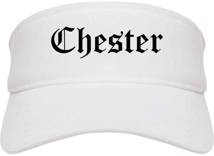 Chester Illinois IL Old English Mens Visor Cap Hat White