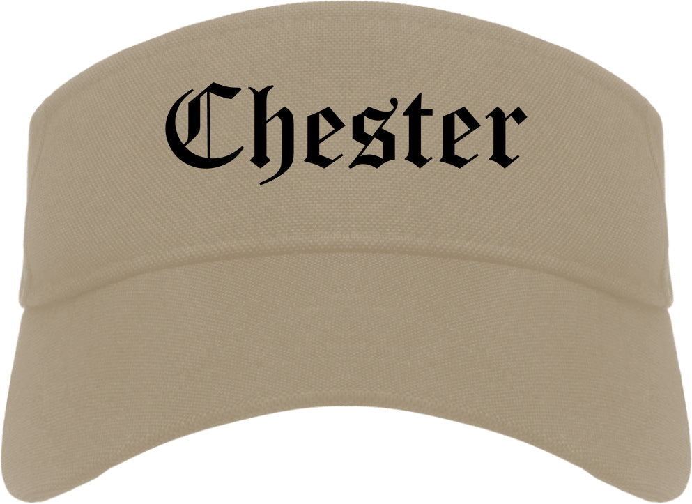 Chester Pennsylvania PA Old English Mens Visor Cap Hat Khaki