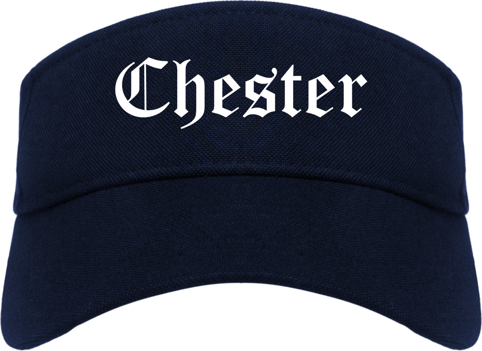 Chester Pennsylvania PA Old English Mens Visor Cap Hat Navy Blue