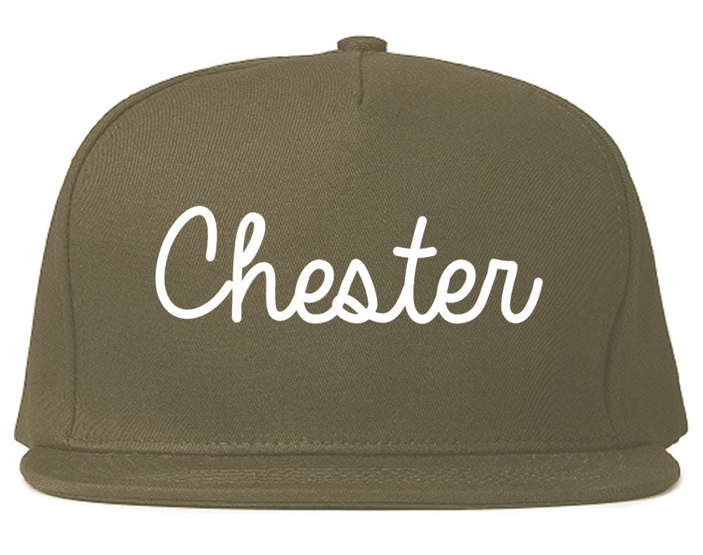 Chester South Carolina SC Script Mens Snapback Hat Grey