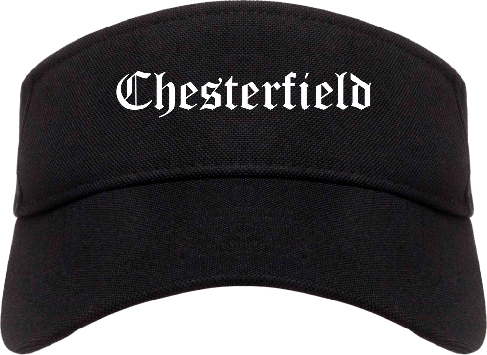 Chesterfield Missouri MO Old English Mens Visor Cap Hat Black