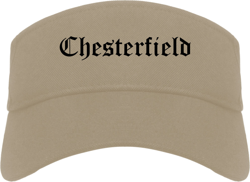Chesterfield Missouri MO Old English Mens Visor Cap Hat Khaki