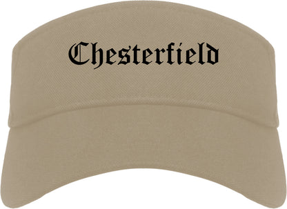 Chesterfield Missouri MO Old English Mens Visor Cap Hat Khaki