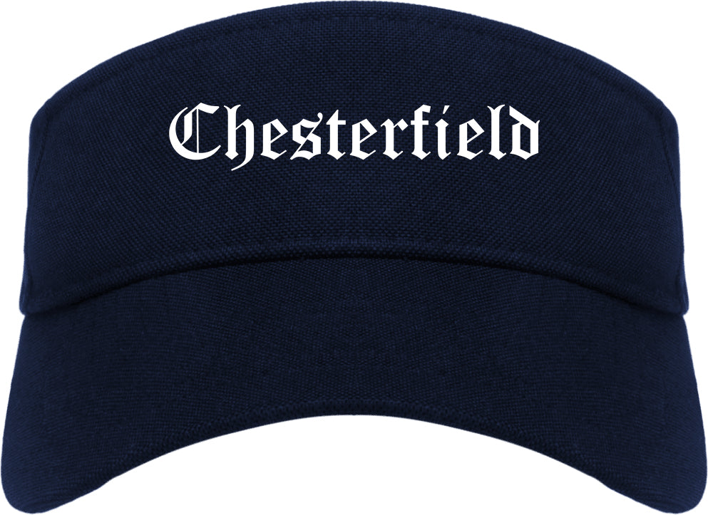 Chesterfield Missouri MO Old English Mens Visor Cap Hat Navy Blue