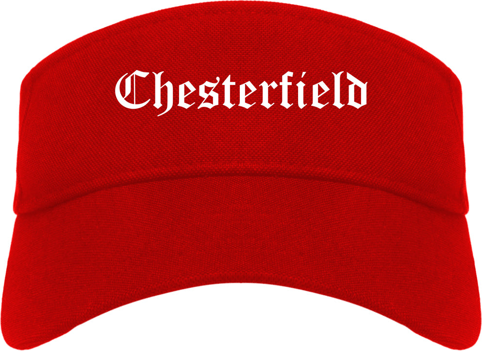 Chesterfield Missouri MO Old English Mens Visor Cap Hat Red