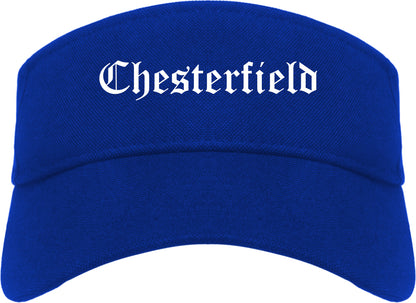 Chesterfield Missouri MO Old English Mens Visor Cap Hat Royal Blue