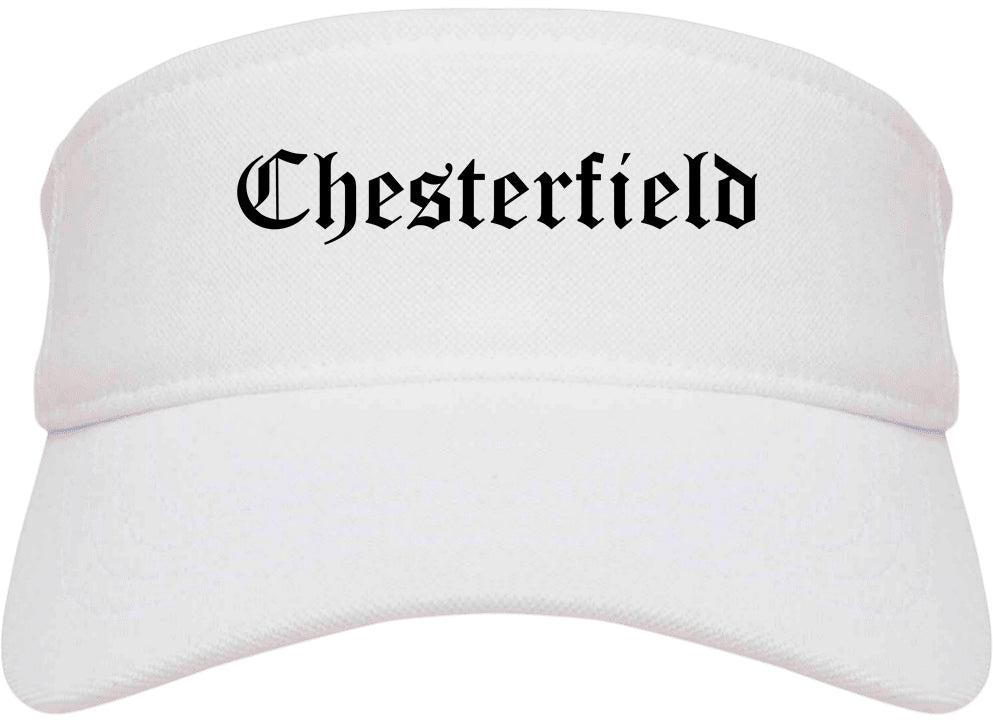 Chesterfield Missouri MO Old English Mens Visor Cap Hat White
