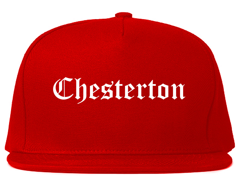 Chesterton Indiana IN Old English Mens Snapback Hat Red