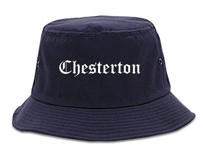 Chesterton Indiana IN Old English Mens Bucket Hat Navy Blue