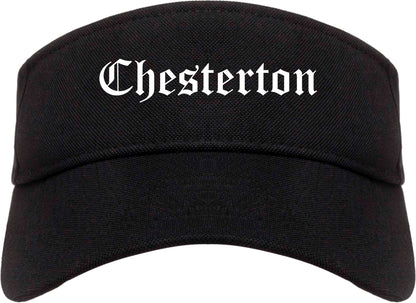 Chesterton Indiana IN Old English Mens Visor Cap Hat Black