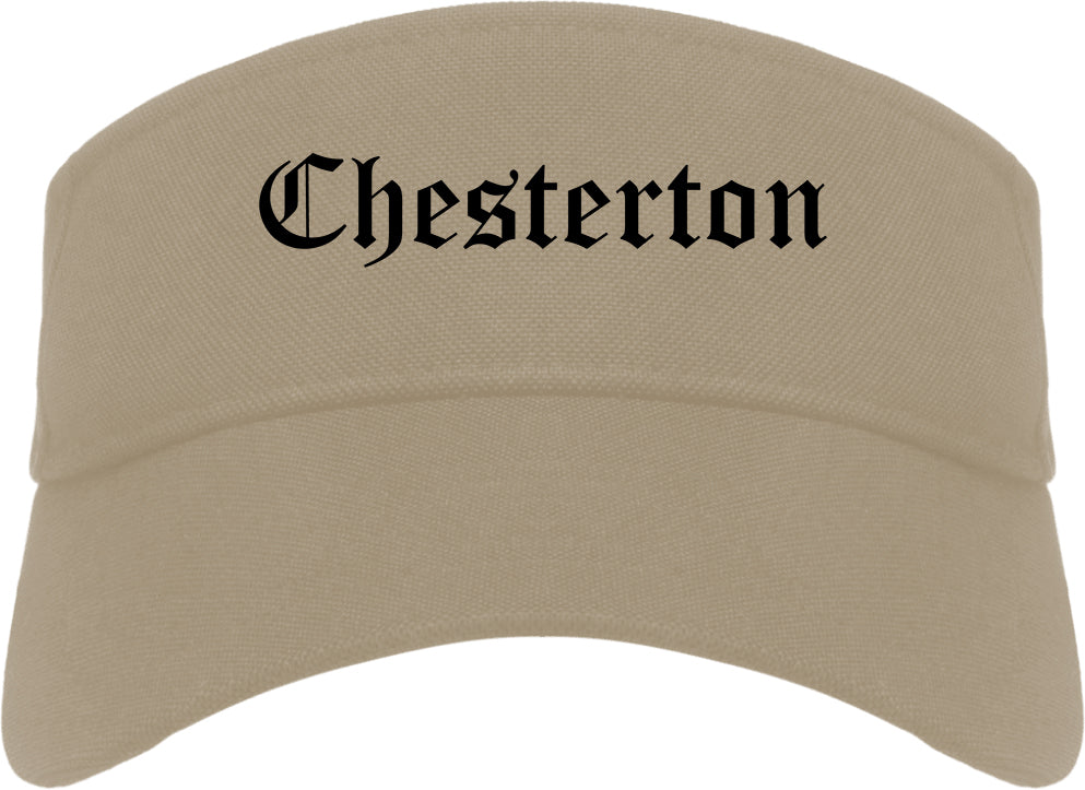 Chesterton Indiana IN Old English Mens Visor Cap Hat Khaki