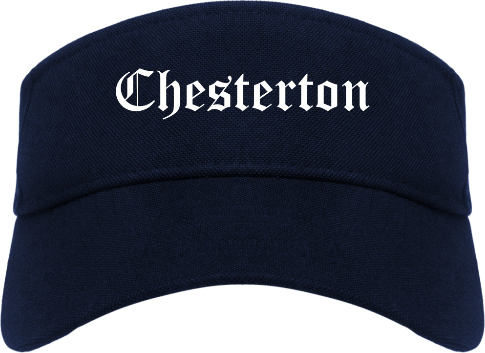 Chesterton Indiana IN Old English Mens Visor Cap Hat Navy Blue