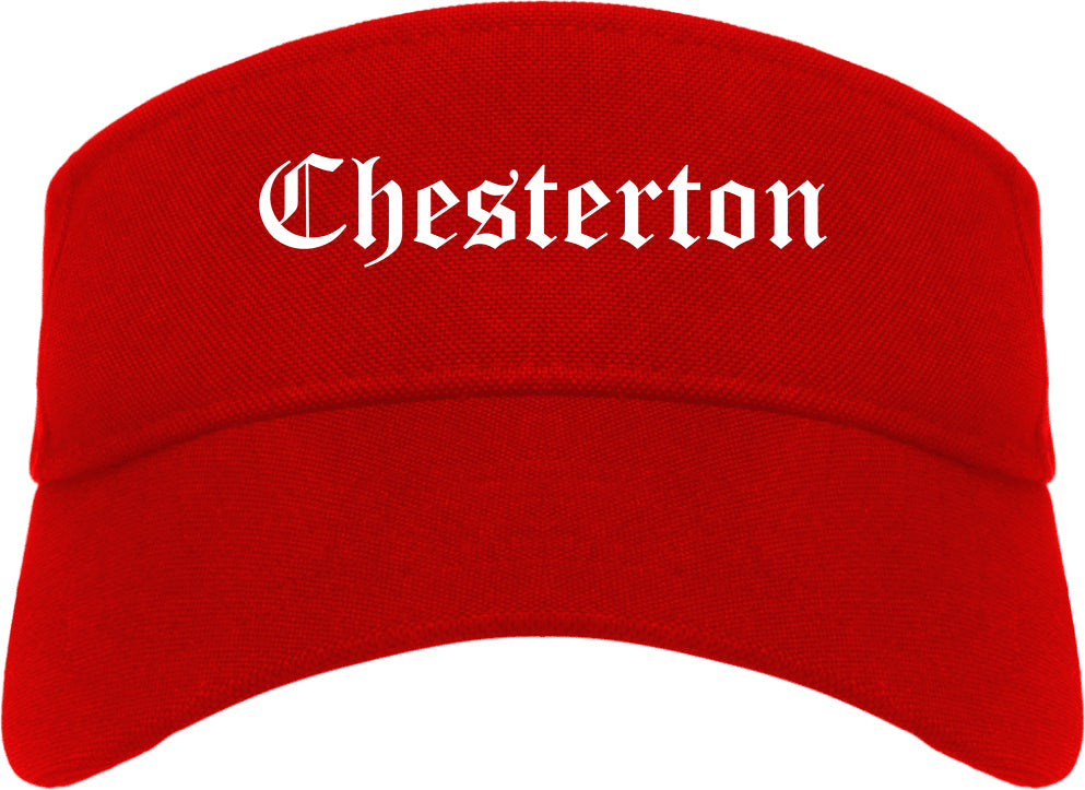 Chesterton Indiana IN Old English Mens Visor Cap Hat Red