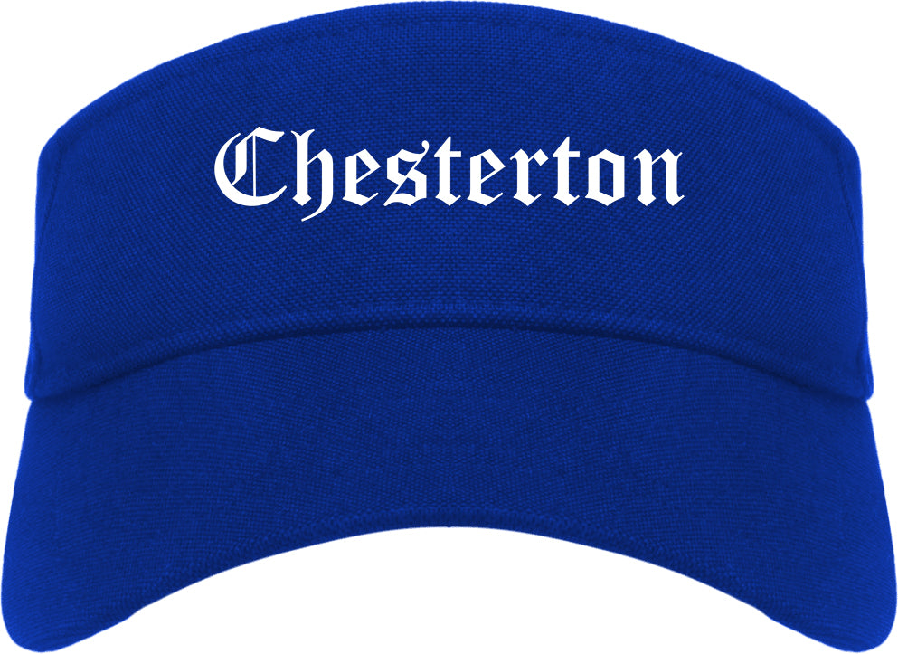 Chesterton Indiana IN Old English Mens Visor Cap Hat Royal Blue