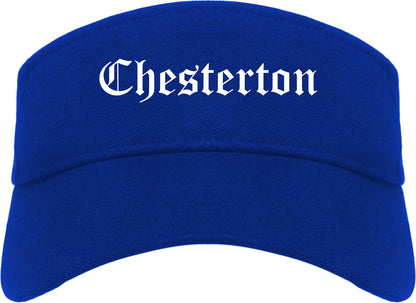 Chesterton Indiana IN Old English Mens Visor Cap Hat Royal Blue