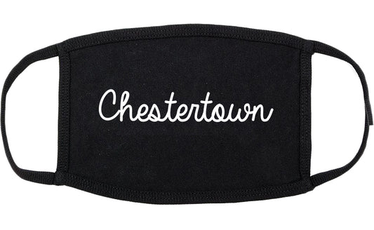 Chestertown Maryland MD Script Cotton Face Mask Black