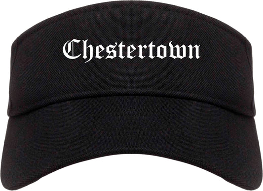 Chestertown Maryland MD Old English Mens Visor Cap Hat Black