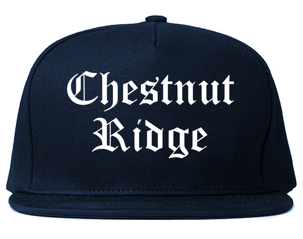 Chestnut Ridge New York NY Old English Mens Snapback Hat Navy Blue