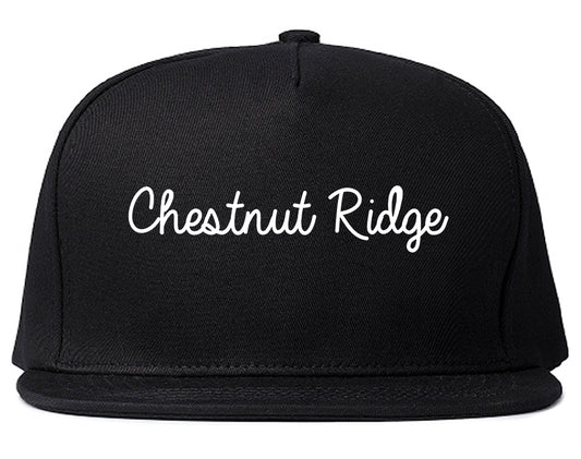 Chestnut Ridge New York NY Script Mens Snapback Hat Black