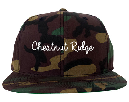 Chestnut Ridge New York NY Script Mens Snapback Hat Army Camo