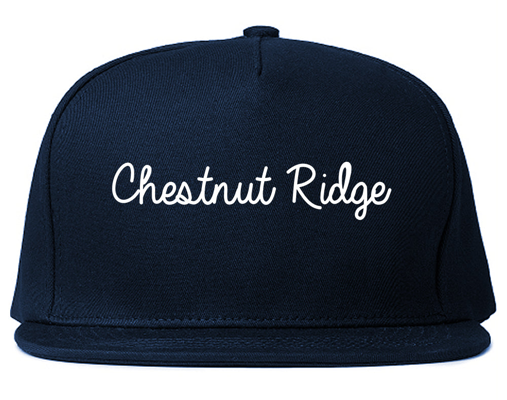 Chestnut Ridge New York NY Script Mens Snapback Hat Navy Blue