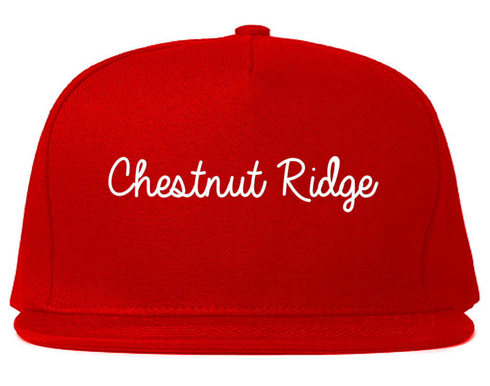 Chestnut Ridge New York NY Script Mens Snapback Hat Red