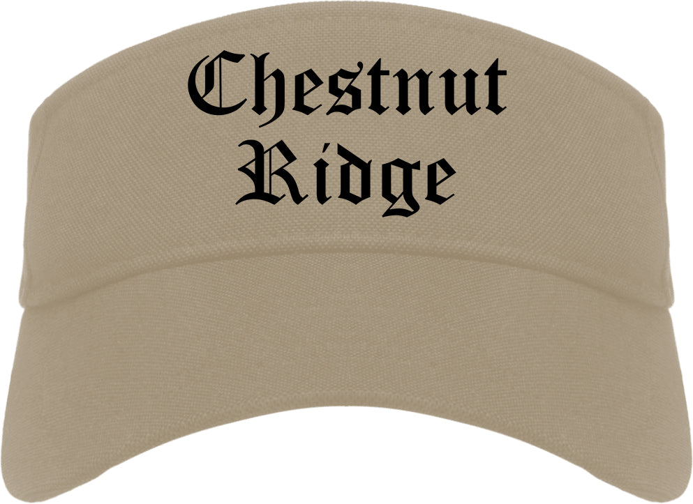 Chestnut Ridge New York NY Old English Mens Visor Cap Hat Khaki