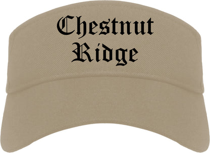 Chestnut Ridge New York NY Old English Mens Visor Cap Hat Khaki