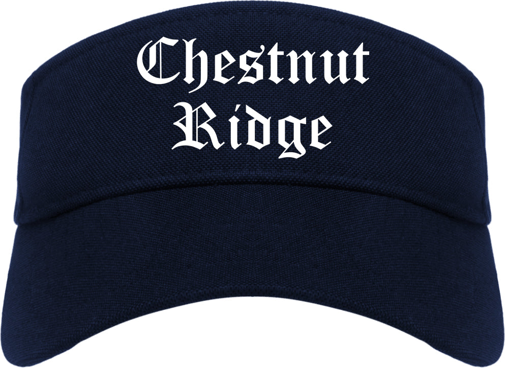 Chestnut Ridge New York NY Old English Mens Visor Cap Hat Navy Blue