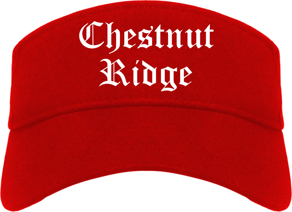 Chestnut Ridge New York NY Old English Mens Visor Cap Hat Red
