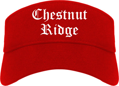 Chestnut Ridge New York NY Old English Mens Visor Cap Hat Red