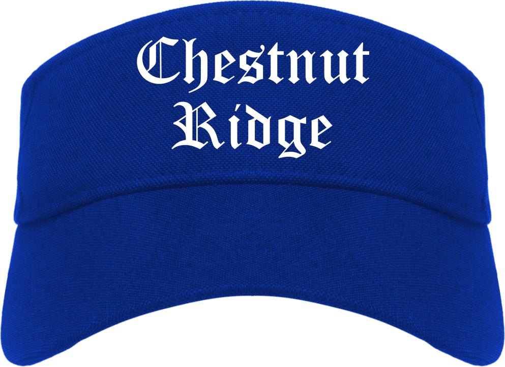 Chestnut Ridge New York NY Old English Mens Visor Cap Hat Royal Blue