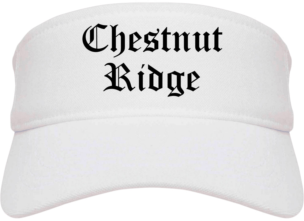 Chestnut Ridge New York NY Old English Mens Visor Cap Hat White