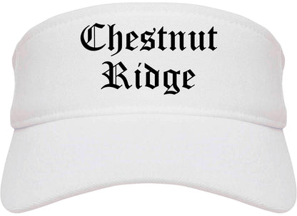 Chestnut Ridge New York NY Old English Mens Visor Cap Hat White