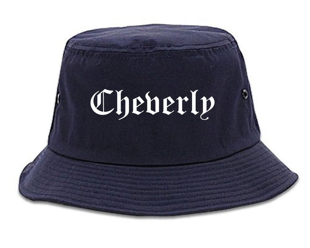 Cheverly Maryland MD Old English Mens Bucket Hat Navy Blue