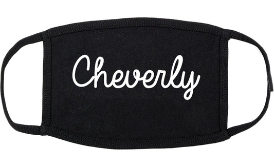 Cheverly Maryland MD Script Cotton Face Mask Black