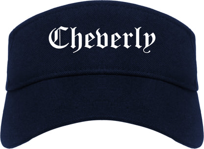 Cheverly Maryland MD Old English Mens Visor Cap Hat Navy Blue