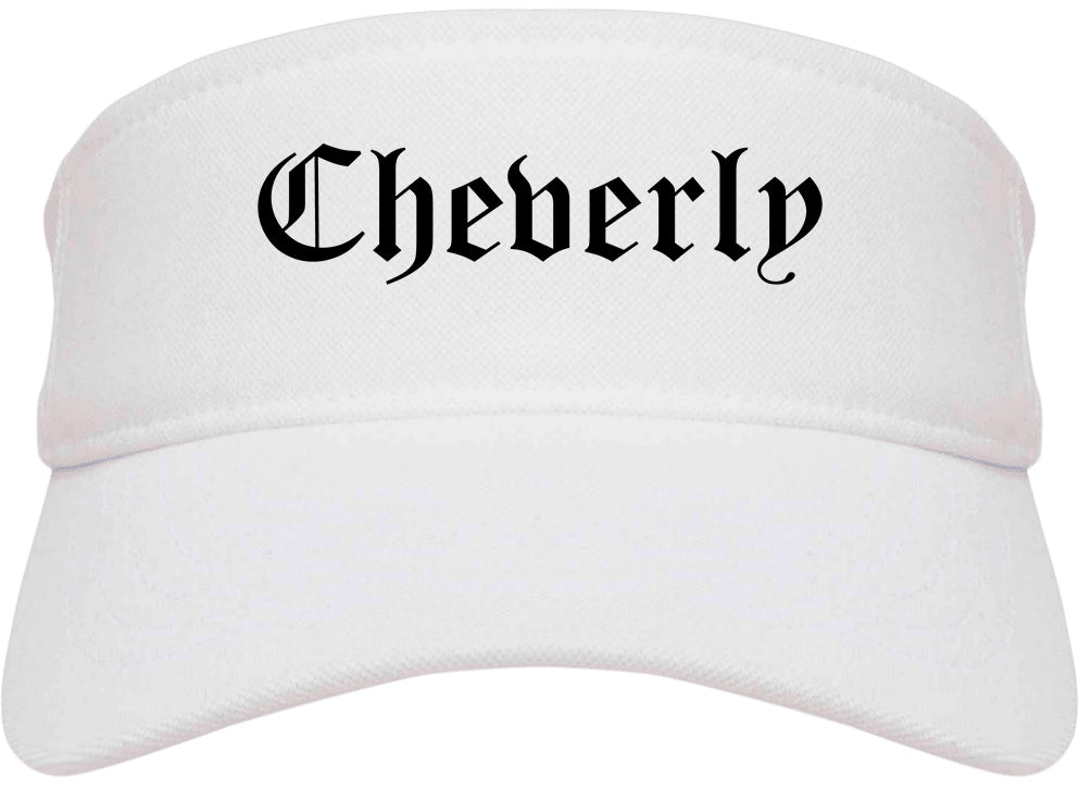 Cheverly Maryland MD Old English Mens Visor Cap Hat White