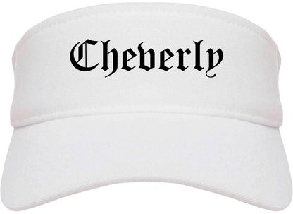 Cheverly Maryland MD Old English Mens Visor Cap Hat White