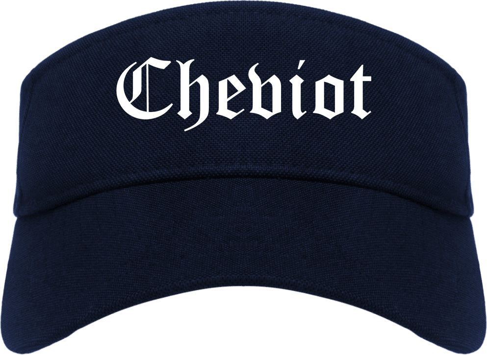 Cheviot Ohio OH Old English Mens Visor Cap Hat Navy Blue