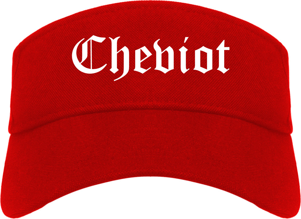 Cheviot Ohio OH Old English Mens Visor Cap Hat Red